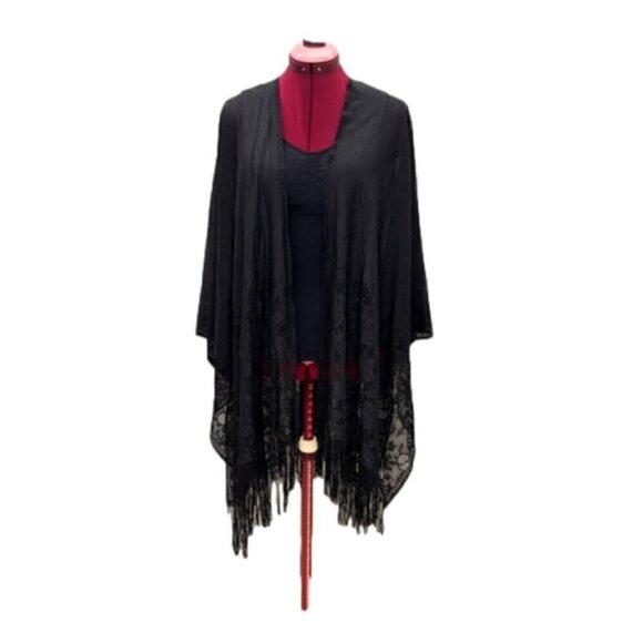 NORTH BOHÈME - SCHWARTZ BLACK LACE KIMONO - Picture 3 of 11